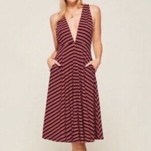 Reformation Thyme Midi Striped Knit Dress in
Sunset Stripe